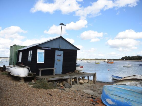 A timber building on the river Deben at Felixstowe Ferry