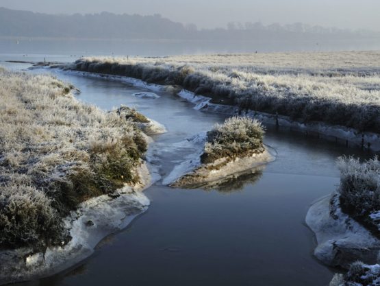 Landscape view of frozen river