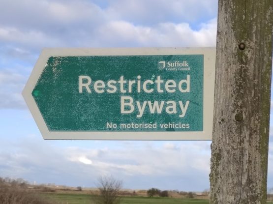 Restricted Byway Sign with blue skies in the background