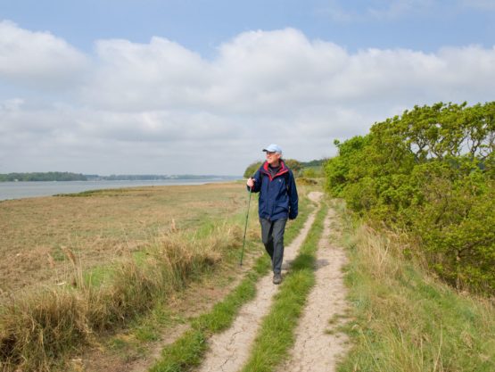 Walker on estuary path